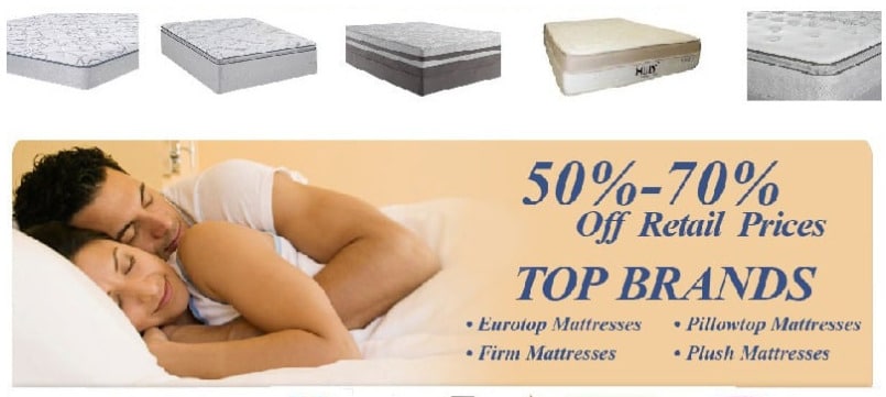 We carry Major Mattress brands at 50-70% Off retail Prices Banner